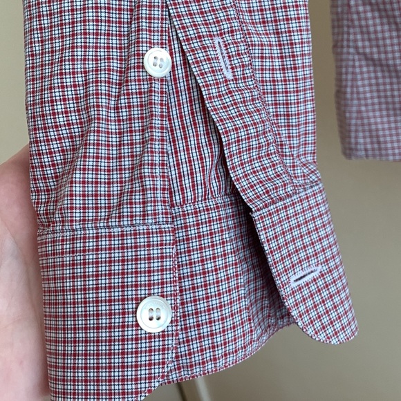 MENS SIZE LARGE SALVATORE FERRAGAMO COTTON DRESS SHIRT RED PLAID - Picture 3 of 14